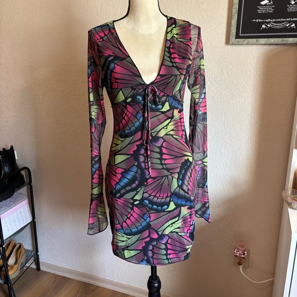 Butterfly Mesh Mini Dress - Picture 2 of 5